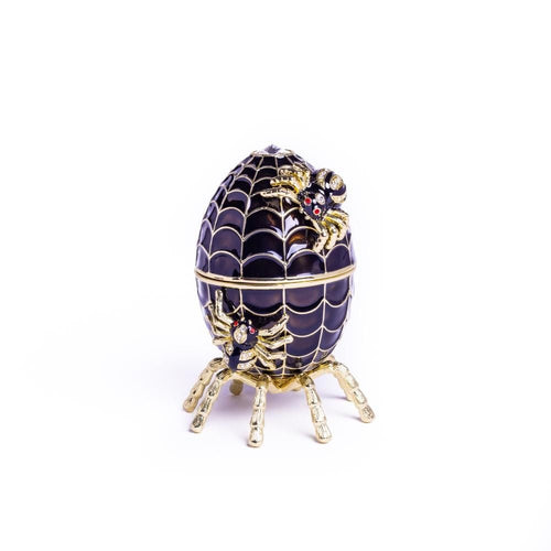 Black Faberge Egg Spiderweb Decoration Music Playing Egg