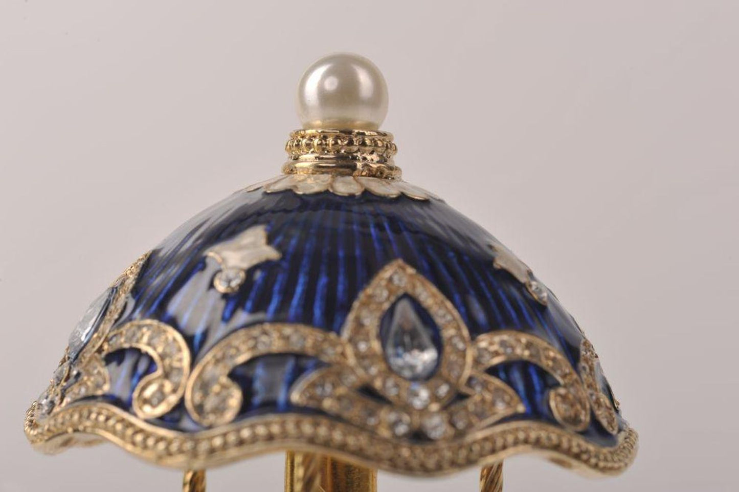 Blue Wind up Horse Carousel Faberge Egg