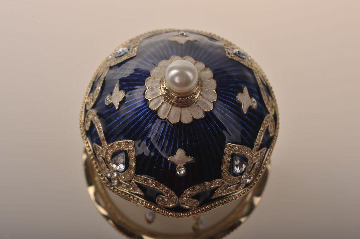Blue Wind up Horse Carousel Faberge Egg