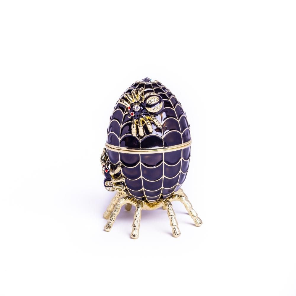 Black Faberge Egg Spiderweb Decoration Music Playing Egg