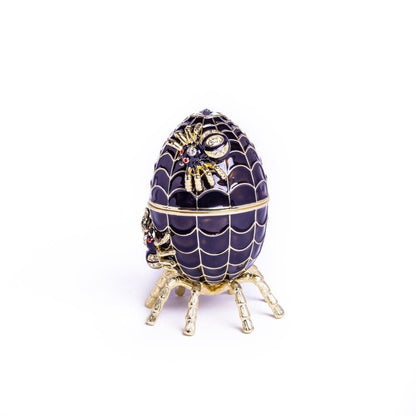 Black Faberge Egg Spiderweb Decoration Music Playing Egg