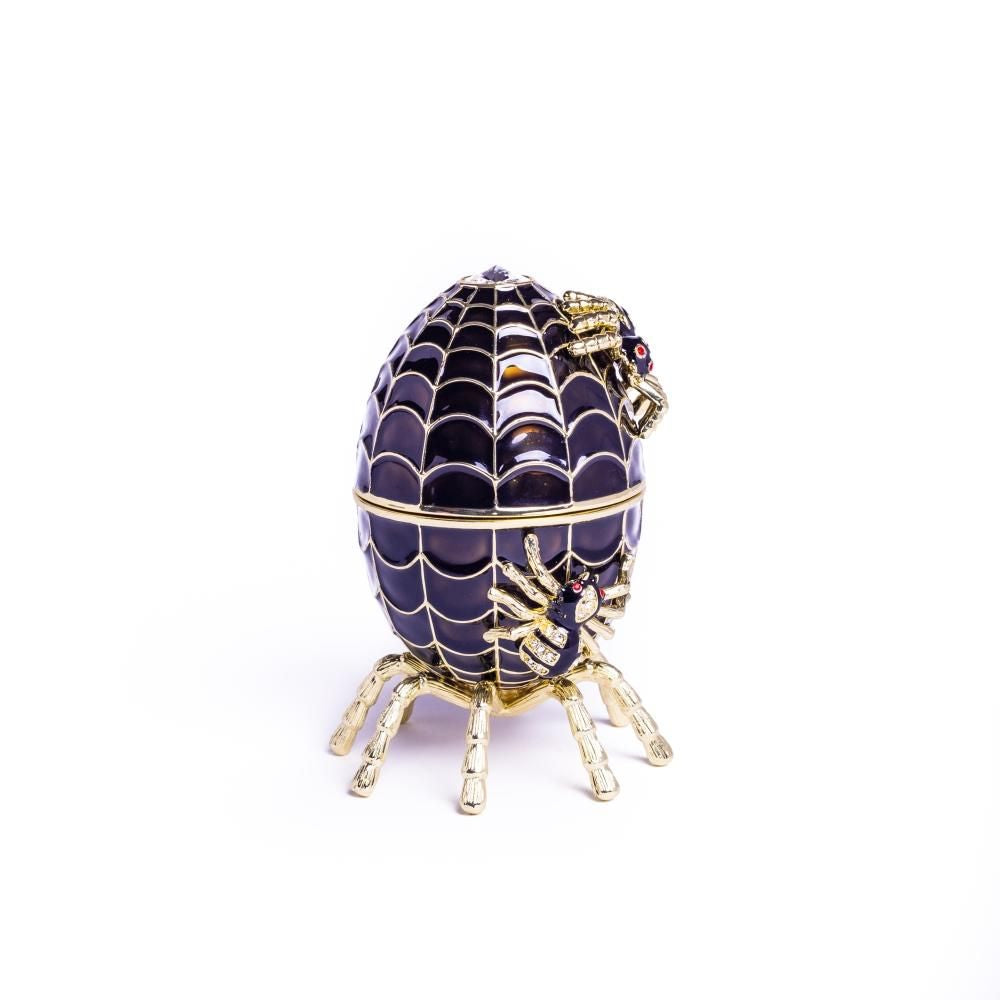 Black Faberge Egg Spiderweb Decoration Music Playing Egg
