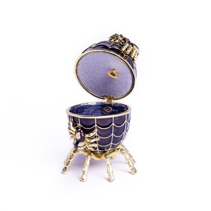Black Faberge Egg Spiderweb Decoration Music Playing Egg
