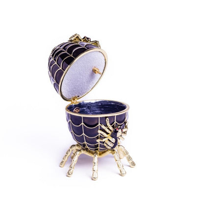 Black Faberge Egg Spiderweb Decoration Music Playing Egg